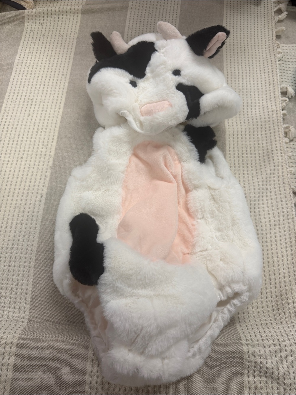 Pottery Barn Plush Cow Hooded Blanket/Wrap - White, Black & Pink